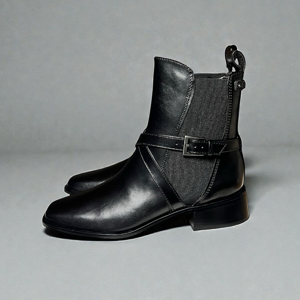 🌻NEW w/box Sam Edelman Black Leather Tanner Ankle Boots Size 7.5